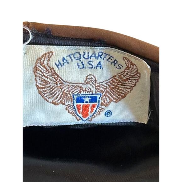 Vintage Hatquarters USA Brown Leather Newsboy Cap M Made in USA Leather - Picture 5 of 7